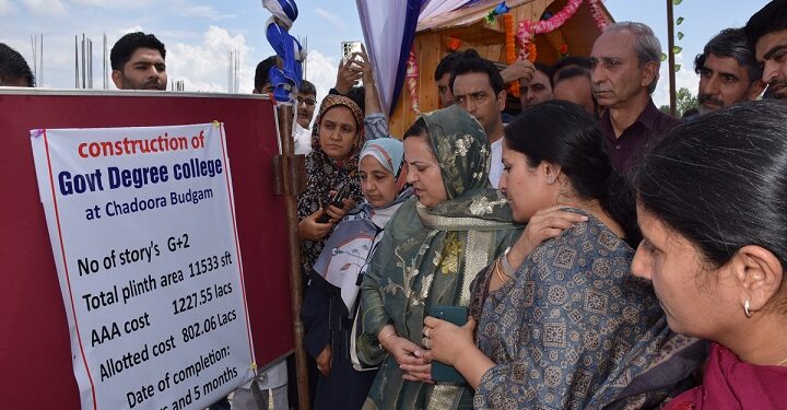 Sakeena Itoo lays foundation stone of main building, administrative block of GDC Chadoora