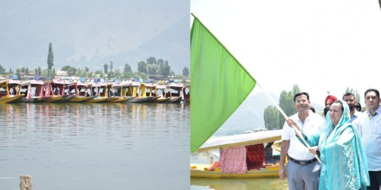 Sakeena Itoo flags off 6th Aryans Shikara Race at Srinagar