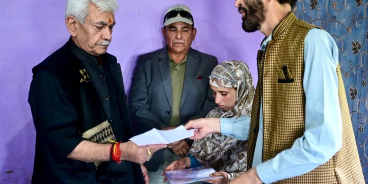 Lieutenant Governor meets the family of martyr Syed Adil Hussain at Anantnag, hands over appointment letter to his wife on compassionate ground