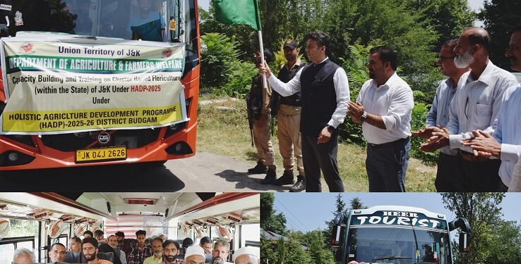 DC Budgam Flags off Cluster-Based Exposure Visit for 100 Farmers Under HADP