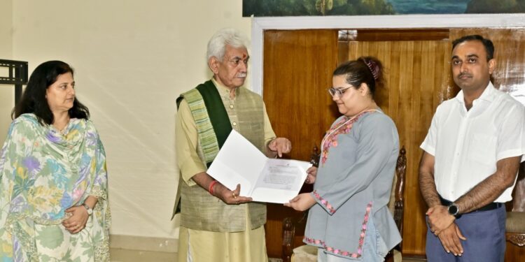 Lieutenant Governor hands over Job Assurance letter to daughter of ADDC Rajouri, Dr. Raj Kumar Thapa martyred during unprovoked shelling by Pakistan