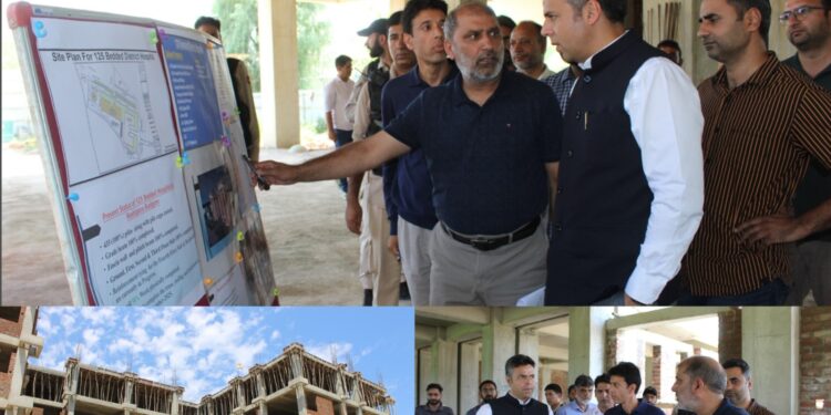 DC Budgam reviews progress of 125 bedded New District Hospital, 100 bedded CCU at Reshipora
