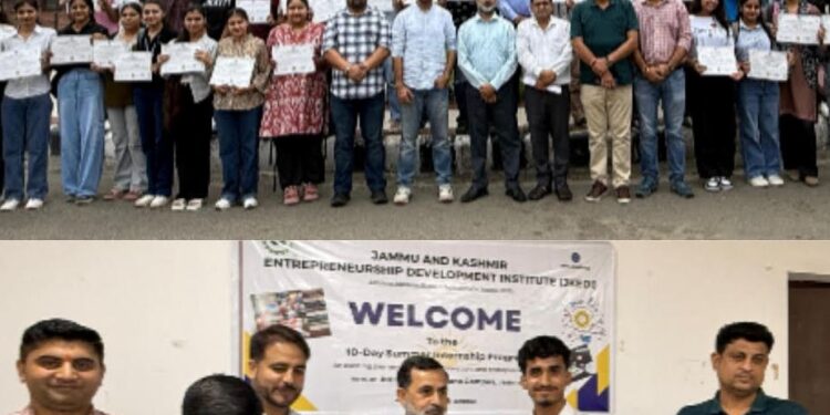 JKEDI felicitates 208 students with Summer Internship Certificates at Jammu