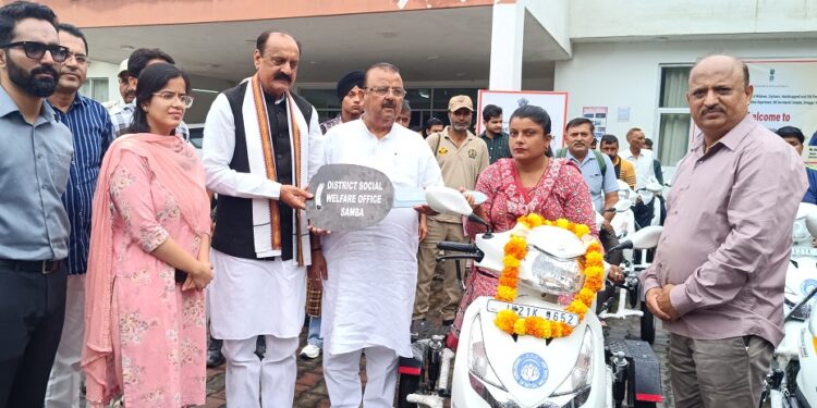 Social Welfare Department distributes Motorized Tricycles to specially abled at Samba