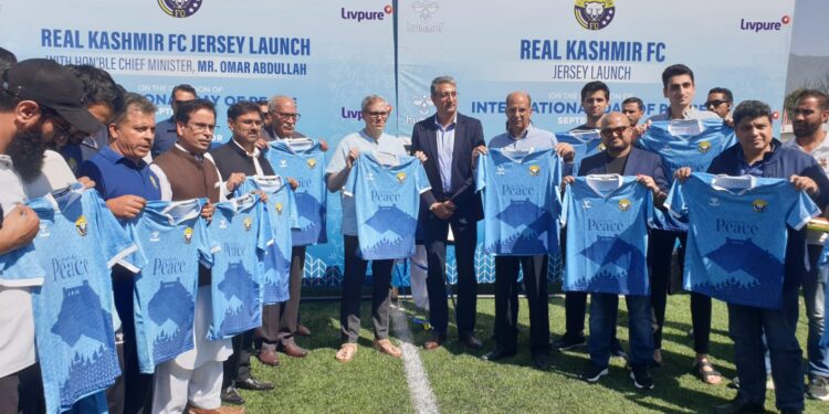 CM Omar Abdullah unveils Real Kashmir FC’s ‘Peace Jersey’ in Srinagar