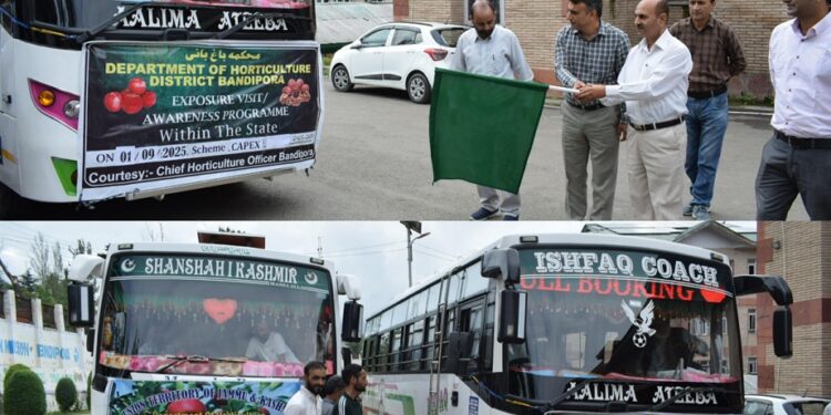 ADC B’pora flags-off farmers for exposure visit to SKUAST-K