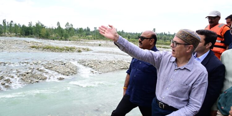 CM Omar Abdullah visits Kulgam to assess flood damage and oversee restoration efforts following heavy rains in the district