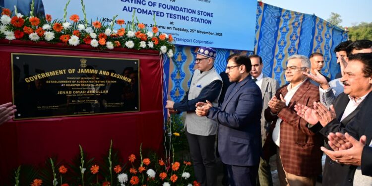 CM Omar Abdullah lays foundation of modern Automated Testing Station at Nagrota