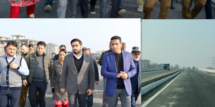 DC Srinagar conducts on site visit of Sanat Nagar Flyover, load testing underway for operationalisation of the flyover