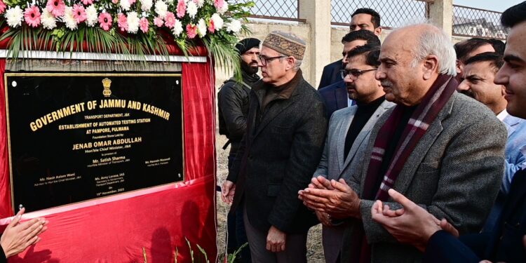 CM Omar Abdullah lays foundation for Automated Testing Station in Pampore
