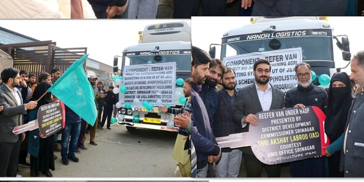 DC Srinagar hands over Reefer Van to beneficiary under HADP at Parimpora Fruit Mandi