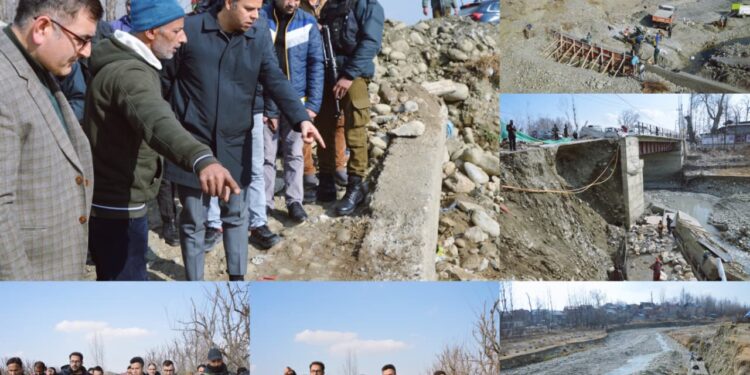 DC Budgam inspects progress of restoration, repair work on Panzan Bridge