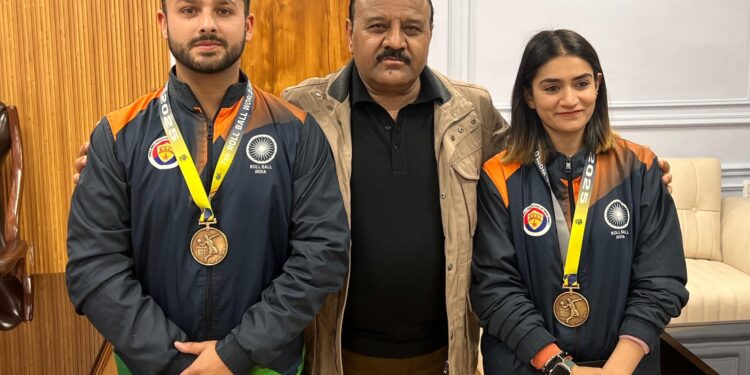 Deputy Chief Minister felicitates Roll ball World Cup gold medalists
