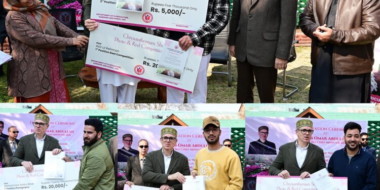CM Omar Abdullah felicitates winners of Chrysanthemum Garden Photography & Reel Competition organized by Floriculture department