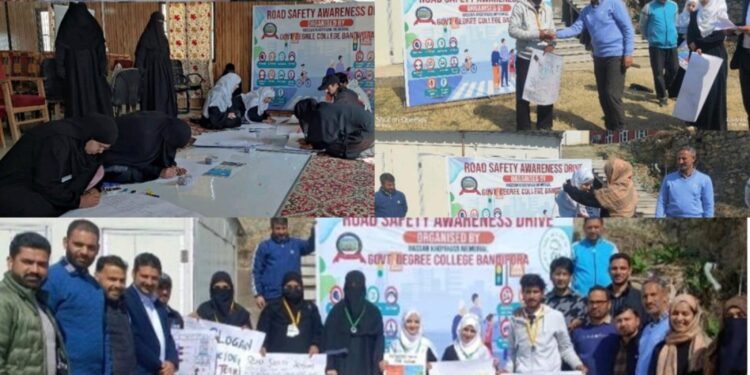 Inter-College Poster Making, Slogan Writing Competition on Road Safety held at HKM GDC Bandipora