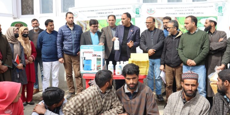 Farm input distribution function held at KVK Shopian