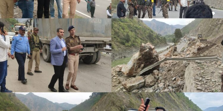 DC Ramban monitors road clearance operations on NH-44