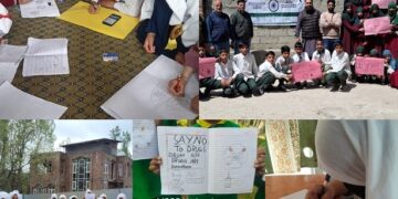 Students lead Anti-Drug Message through Slogan Writing in Ganderbal