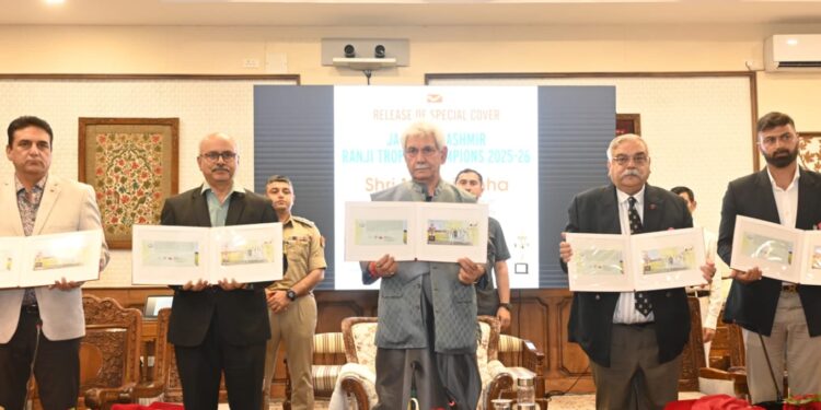 Lieutenant Governor releases Special Cover, a commemorative postal envelope, on J&K Ranji Trophy Champions 2025-26