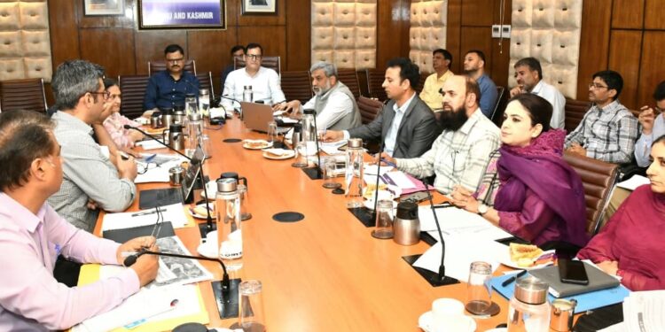 Javed Rana, Javid Dar review desilting, micro irrigation works across J&K
