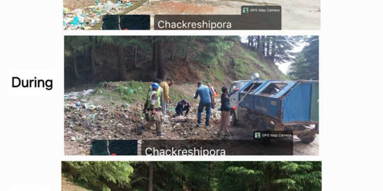 District Admin Bandipora clears Medical Waste from Aham shareef Route