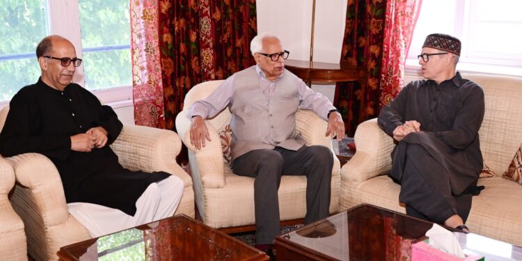 Chief Minister Omar Abdullah meets former J&K Governor N. N. Vohra