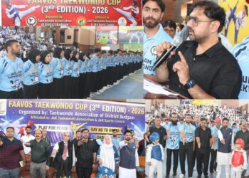 Satish Sharma inaugurates Faavos Taekwondo Cup at Indoor Stadium Budgam