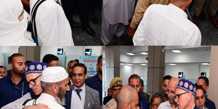 CM Omar Abdullah receives first batch of Hujjaaj at Srinagar Airport