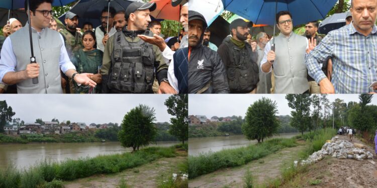 DC Budgam visits Jhelum embankment at Zonipora, reviews flood preparedness