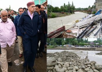 CM Omar Abdullah visits Beerwah to assess flood damages, assures relief to affected shopkeepers