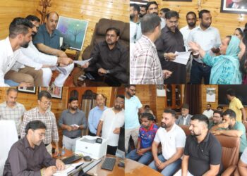 Satish Sharma meets delegations in Srinagar, assures welfare of workers, traders, youth
