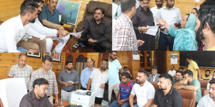 Satish Sharma meets delegations in Srinagar, assures welfare of workers, traders, youth