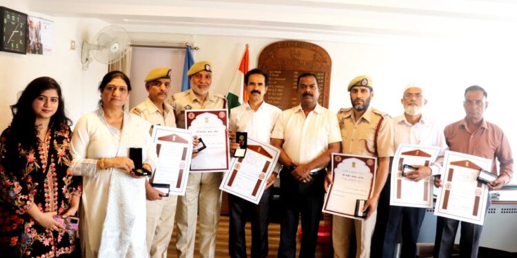 Director F&ES felicitates Personnel with Gallantry and Meritorious Service Medals