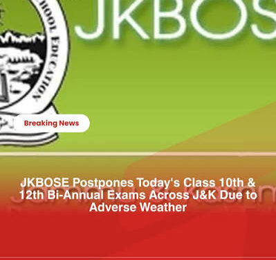 JKBOSE postpones exams scheduled for July 20