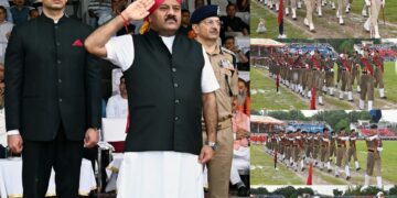 Deputy CM Surinder Choudhary hoists National Flag at M.A. Stadium Jammu on 80th Independence Day