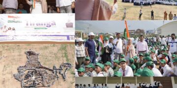 District Admin Bandipora marks Har Ghar Tiranga culmination with giant Map of India at SK Stadium