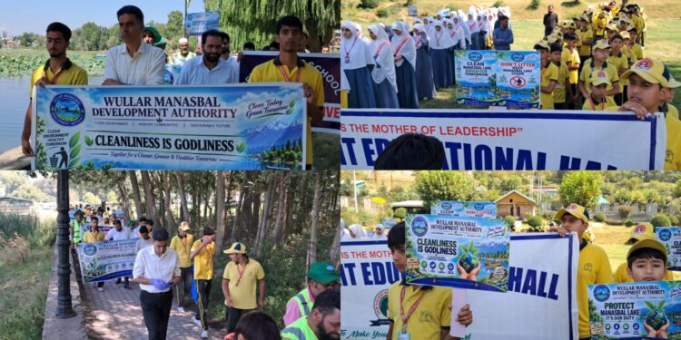 To further raise awareness among masses, WMDA conducts sanitation drive around Manasbal Lake