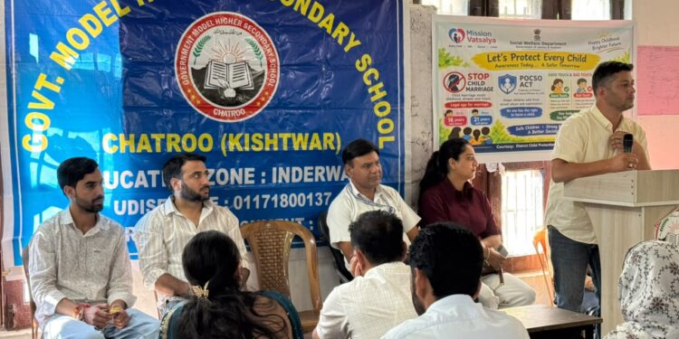Students senstized to POCSO, Child Marriage Prohibition Acts at GBHSS Chatroo
