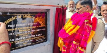 Javed Rana lays foundation stone for macadamization of Chajjala to Ramkund road in Mendhar