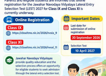 JNV Lateral Entry Selection Test 2027: Eligible students can apply by Sept 30, 2026