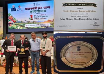 Kishtwar bags top rank among 100 districts for “Improving Irrigation Infrastructure” under PMDDKY